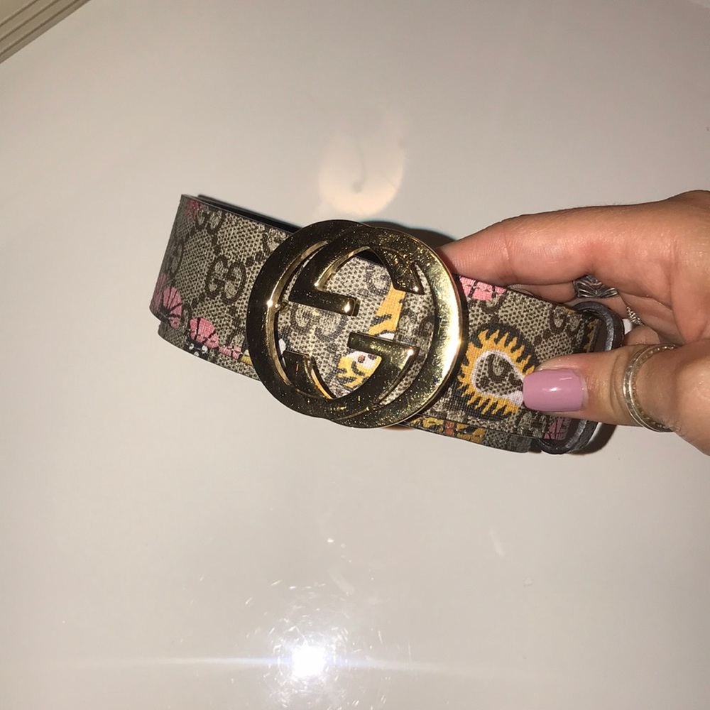 Gucci Bengal Tiger Print Leather Belt